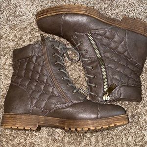 Brown lace up boots
